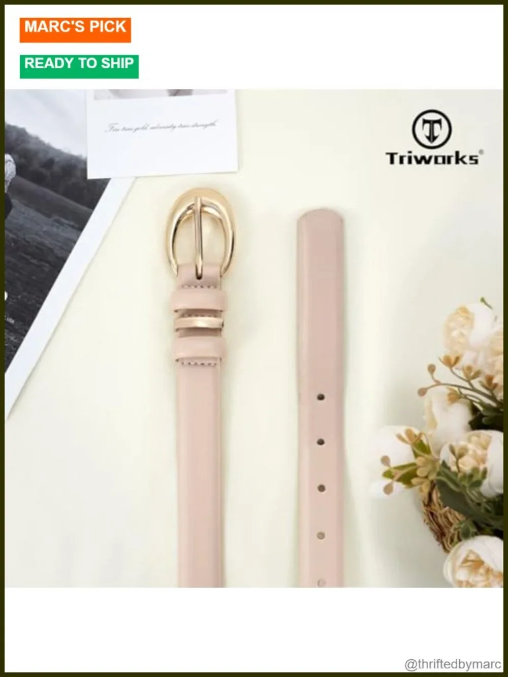 3 Pack Faux Leather Belt with Gold Buckle for Women